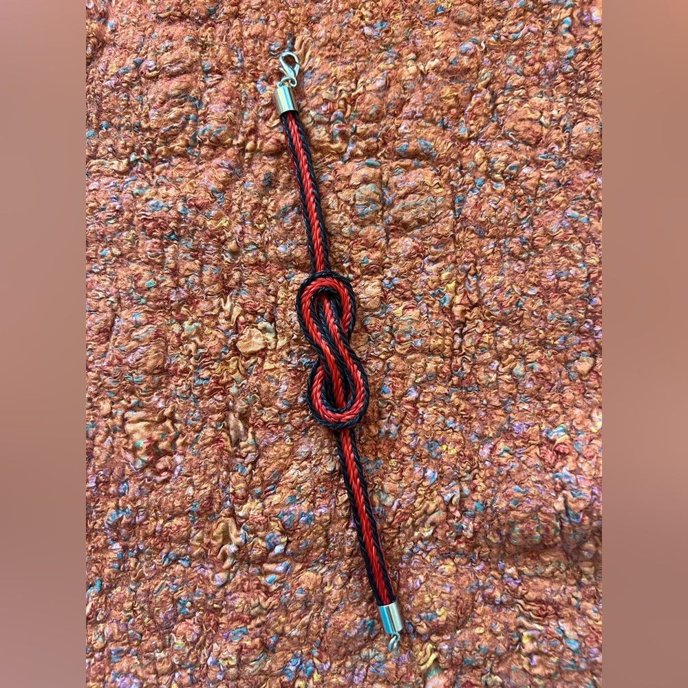 Red and Black KNOTED faux horsehair bracelet